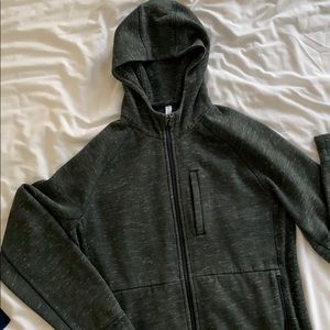 Men’s heavyweight green and black zip up hoodie